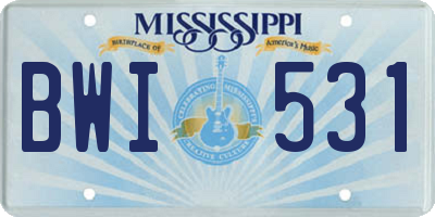MS license plate BWI531