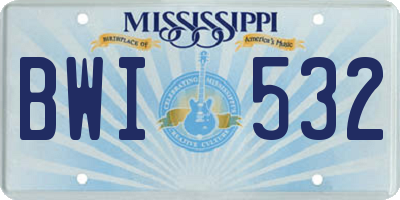 MS license plate BWI532
