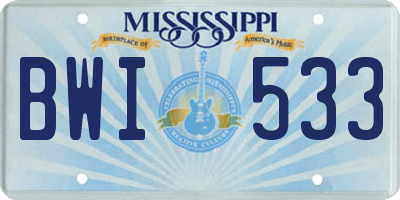 MS license plate BWI533