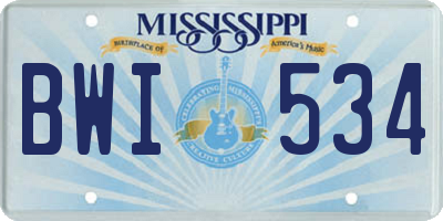 MS license plate BWI534