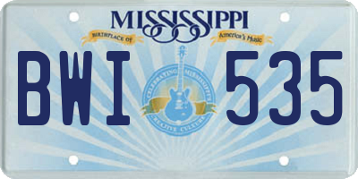 MS license plate BWI535