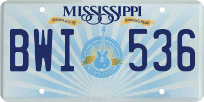 MS license plate BWI536