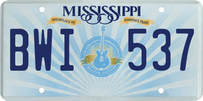 MS license plate BWI537