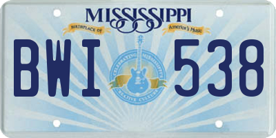 MS license plate BWI538
