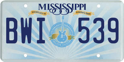 MS license plate BWI539