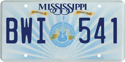 MS license plate BWI541
