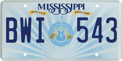 MS license plate BWI543