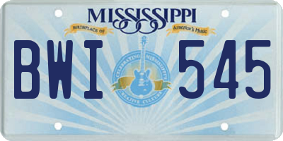 MS license plate BWI545