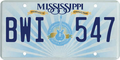 MS license plate BWI547