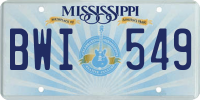 MS license plate BWI549