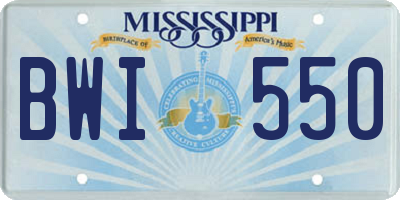 MS license plate BWI550