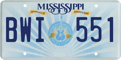 MS license plate BWI551