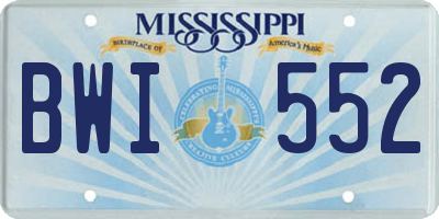 MS license plate BWI552