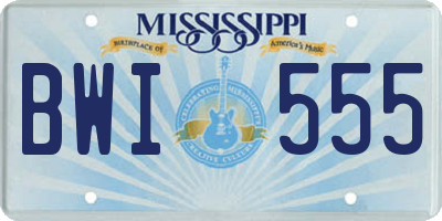 MS license plate BWI555
