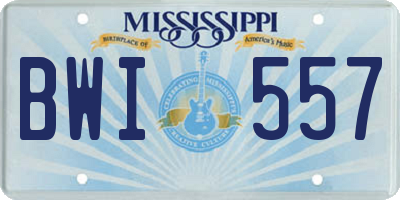 MS license plate BWI557