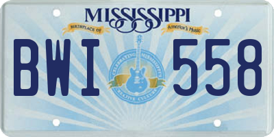 MS license plate BWI558