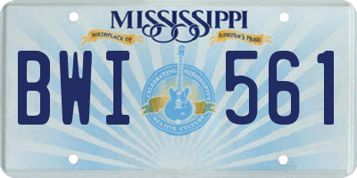 MS license plate BWI561