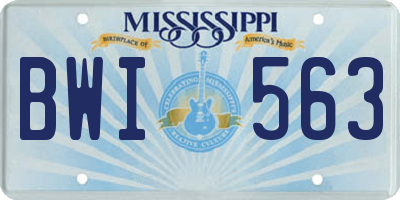 MS license plate BWI563