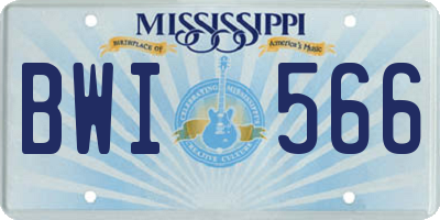 MS license plate BWI566