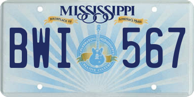 MS license plate BWI567