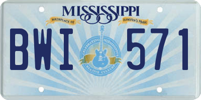 MS license plate BWI571