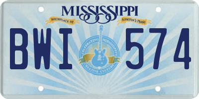 MS license plate BWI574