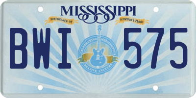 MS license plate BWI575