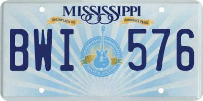 MS license plate BWI576
