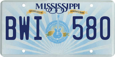 MS license plate BWI580