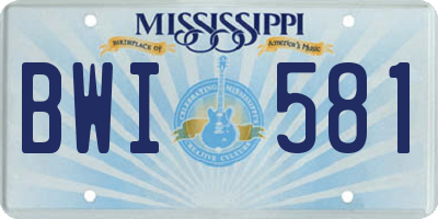 MS license plate BWI581