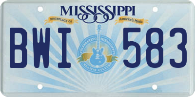 MS license plate BWI583