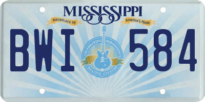 MS license plate BWI584