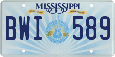 MS license plate BWI589