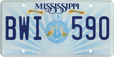MS license plate BWI590