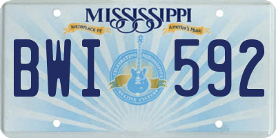 MS license plate BWI592