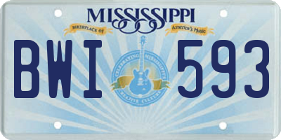 MS license plate BWI593