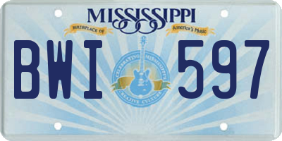MS license plate BWI597