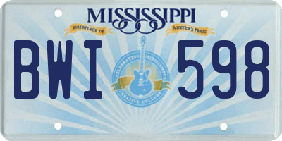 MS license plate BWI598