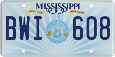 MS license plate BWI608