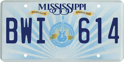 MS license plate BWI614