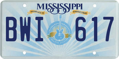 MS license plate BWI617