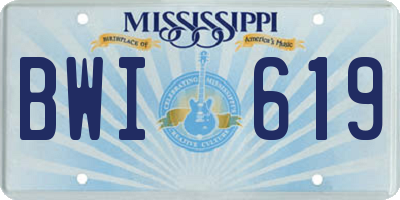 MS license plate BWI619