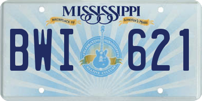 MS license plate BWI621