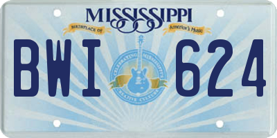 MS license plate BWI624
