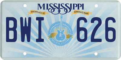 MS license plate BWI626