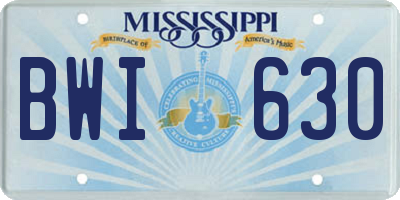 MS license plate BWI630