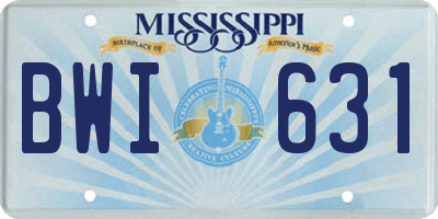 MS license plate BWI631