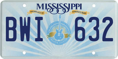 MS license plate BWI632