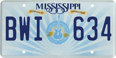 MS license plate BWI634