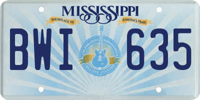 MS license plate BWI635